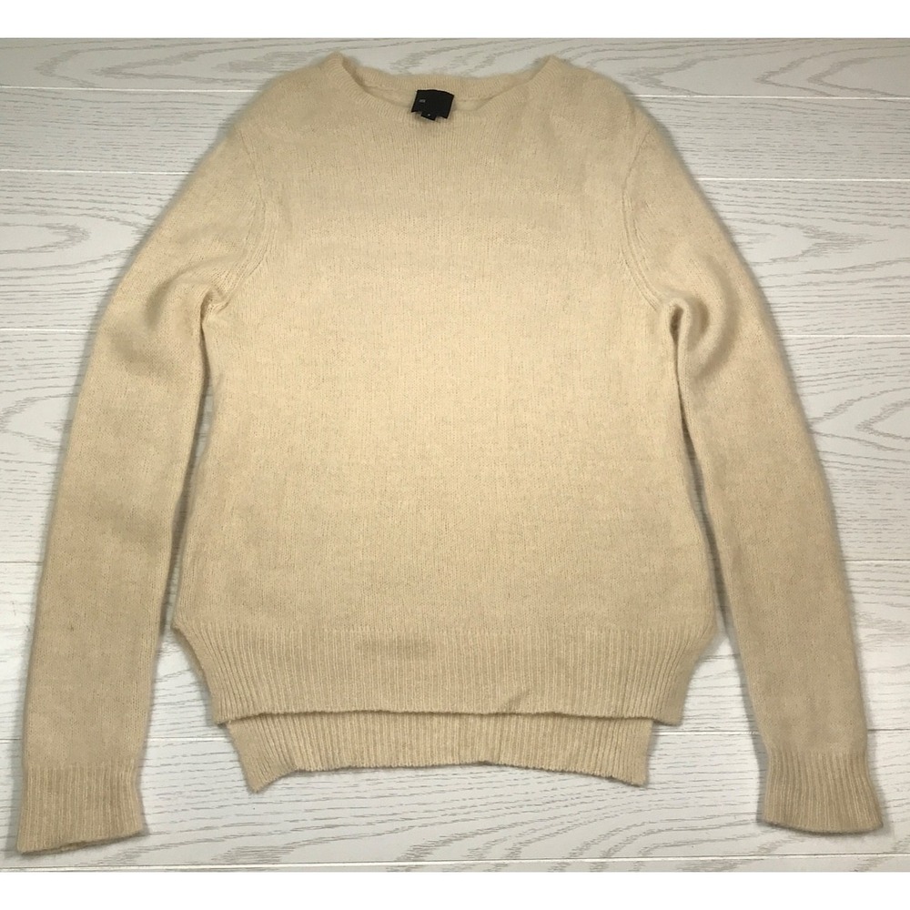 Six Ames 100% Racoon Fur Sweater Women Small Beige Crewneck Designer Luxury Soft